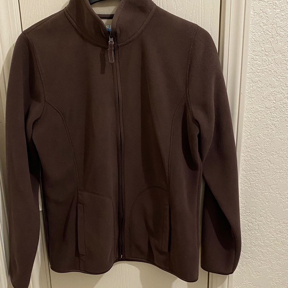 Women's Brown SJB Active Zippered 100% Polyester Jacket Size L